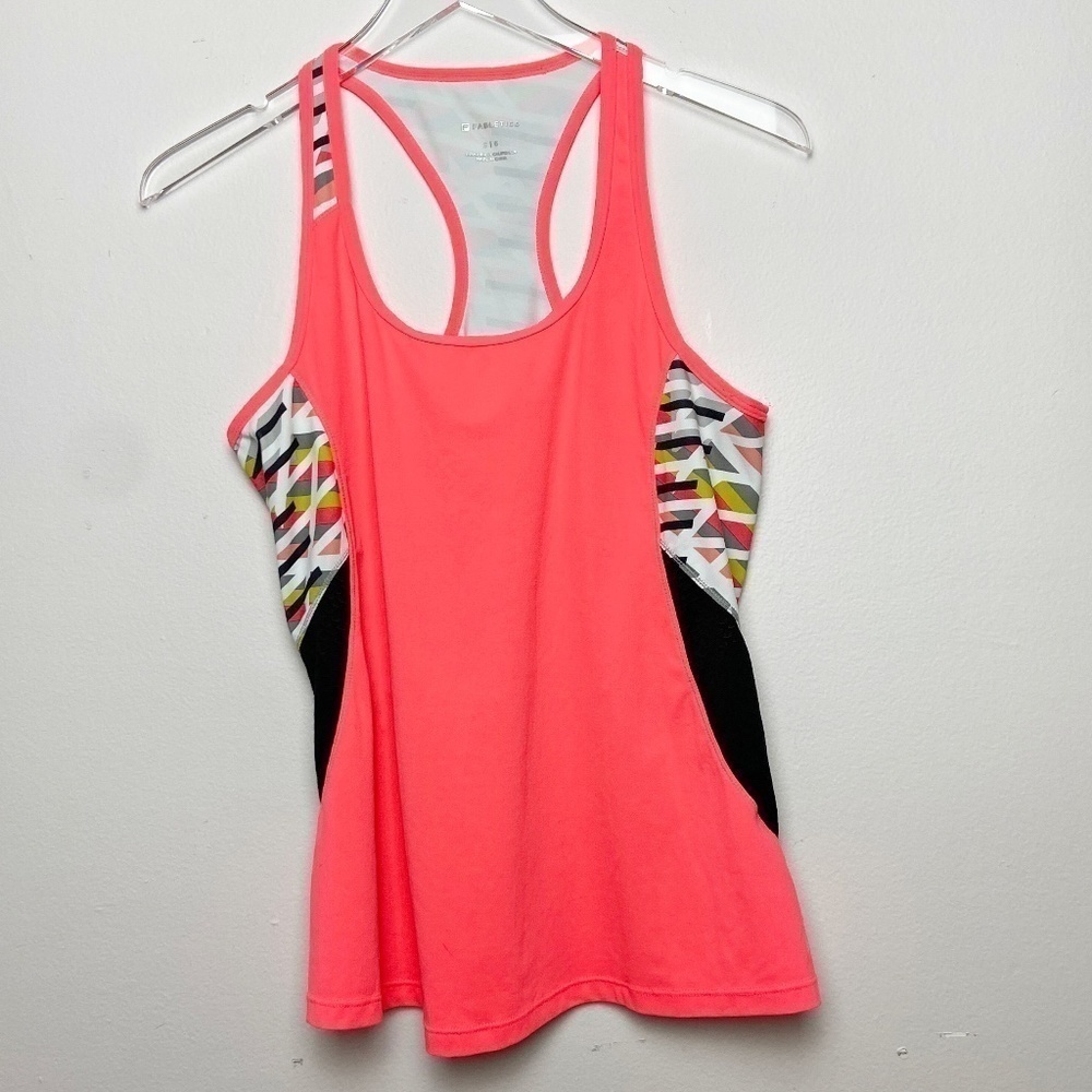 FABLETICS | Orange Multi Color Racerback Tank Sm